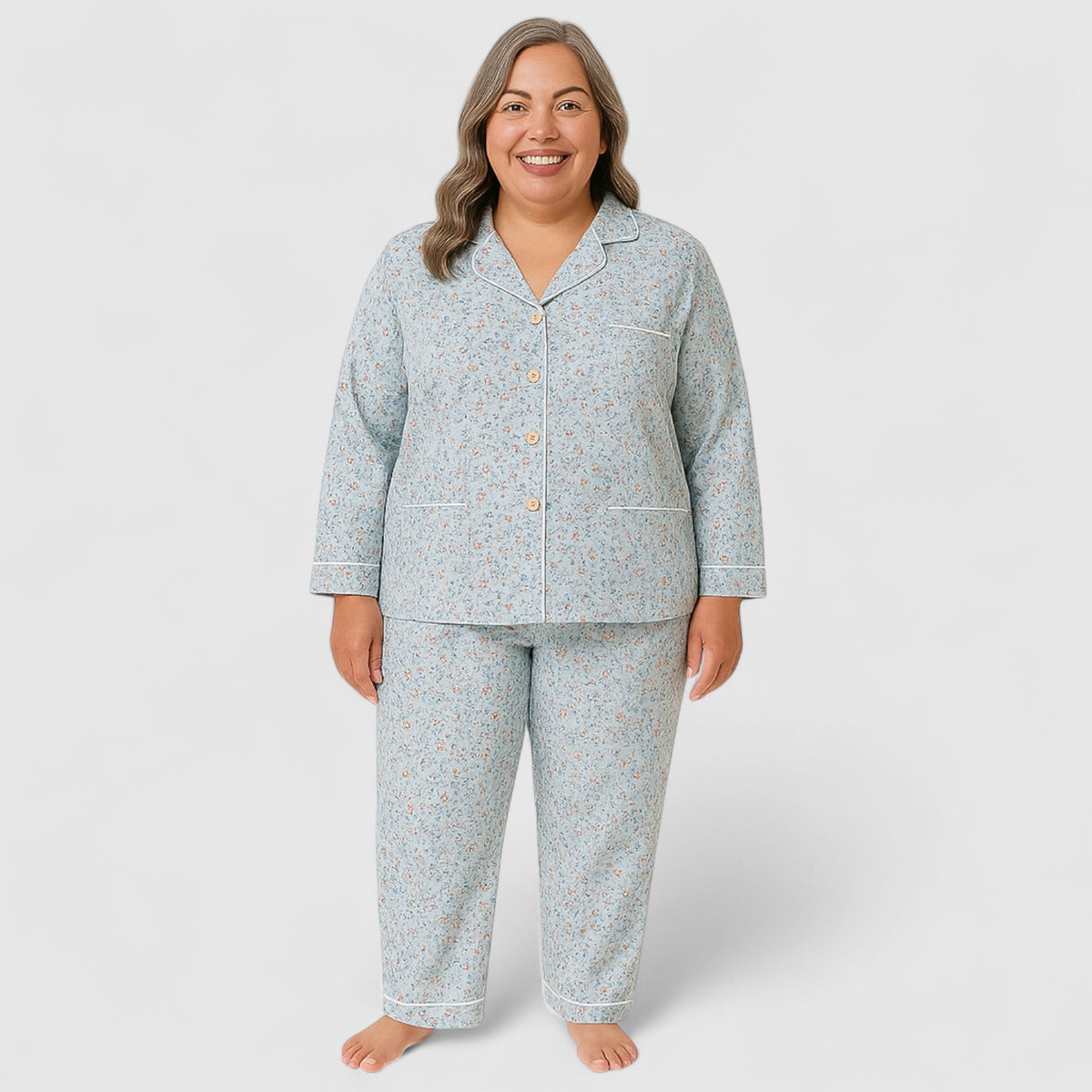 Dames Pyjama Set – Zacht Katoen met Lange Mouwen (ook in plus size)